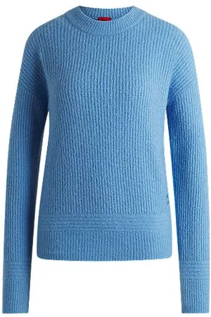 HUGO BOSS Relaxed-fit trui met gebreide, geschakelde lijnen