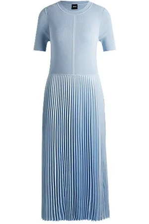 HUGO BOSS Jurk van verschillende materialen met plissérok