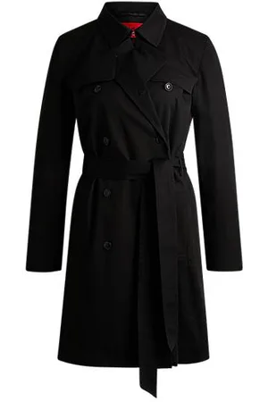 HUGO BOSS Double-breasted trenchcoat in een regular-fit van katoen