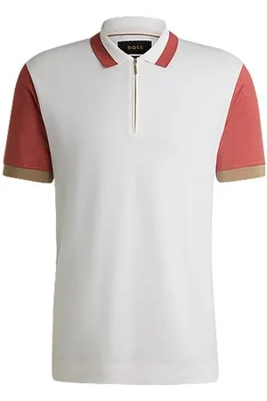 HUGO BOSS Polo van katoenen zijde met contrastdetails