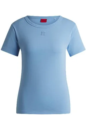 HUGO BOSS T-shirt van een katoenmix met tweedelig logostiksel