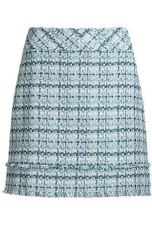 HUGO BOSS Slim-fit minirok van tweed met franjes