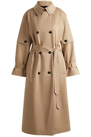 HUGO BOSS Double-breasted trenchcoat van katoen