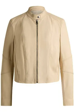 HUGO BOSS Regular-fit jas van generfd leer