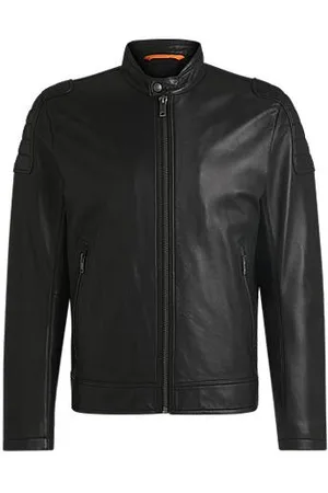 HUGO BOSS Regular-fit jas van leer met een zachte feel