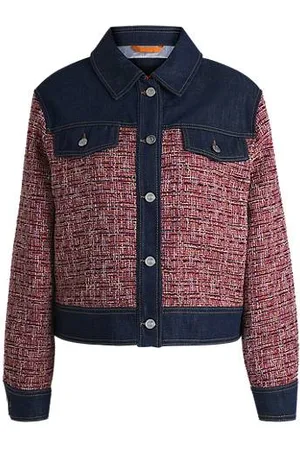 HUGO BOSS Jasje van meerkleurig tweed met denim details