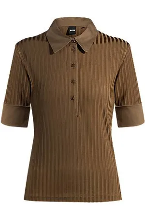 HUGO BOSS Geribbeld T-shirt met polokraag en effen decoraties
