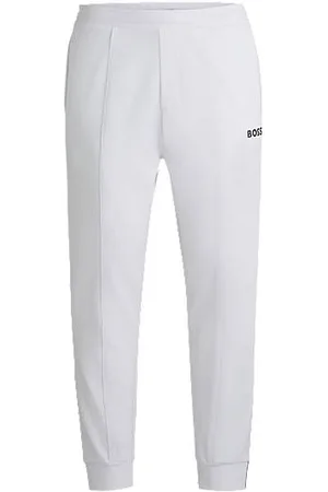 HUGO BOSS Regular-fit broek van stretchgabardine met logodetail