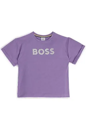 HUGO BOSS T-shirt voor kinderen van stretchkatoen met logo in metallic look