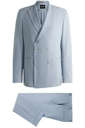 HUGO BOSS Double-breasted pak van seersuckermateriaal met stretch