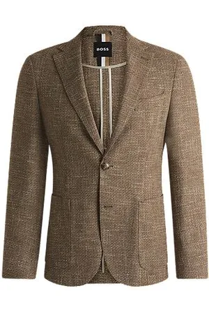 HUGO BOSS Regular-fit blazer van stretchtweed met microdessin