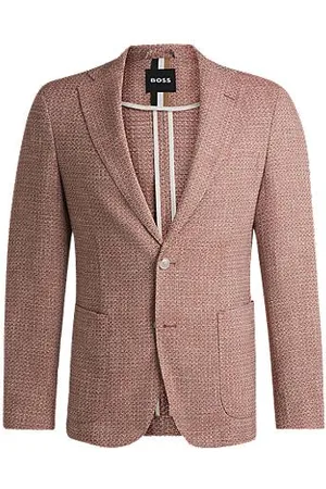 HUGO BOSS Regular-fit blazer van stretchtweed met microdessin