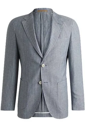 HUGO BOSS Slim-fit gestreepte blazer van scheerwol en linnen