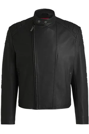 HUGO BOSS Leren jas met motorsportinspiratie en 3D-details
