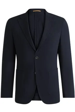 HUGO BOSS Slim-fit seersucker blazer van een wolmix met zijde