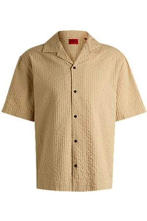 HUGO BOSS Oversized-fit overhemd van katoenen seersucker