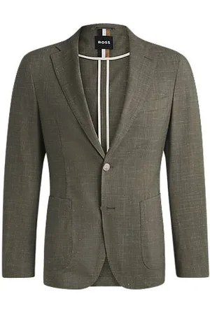 HUGO BOSS Slim-fit colbert van scheerwol en linnen