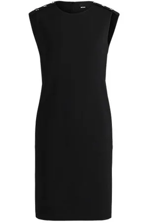 HUGO BOSS Shiftdress van stretchmateriaal met knopen op de schouders