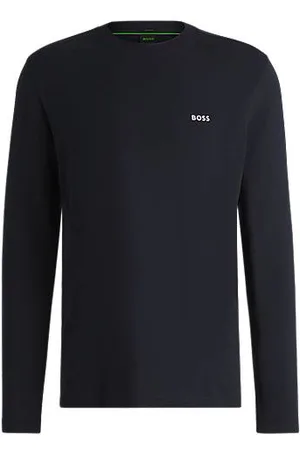 HUGO BOSS T-shirt met lange mouwen en contrastlogo van stretchkatoen