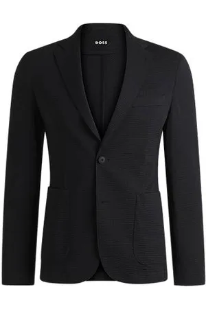 HUGO BOSS Slim-fit colbert van seersucker met stretch