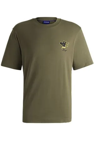 HUGO BOSS T-shirt van katoenen jersey met grafische prints