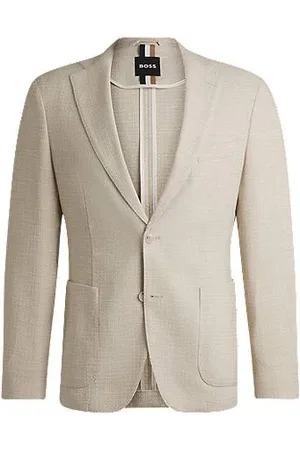 HUGO BOSS Regular-fit blazer van stretchtweed met microdessin