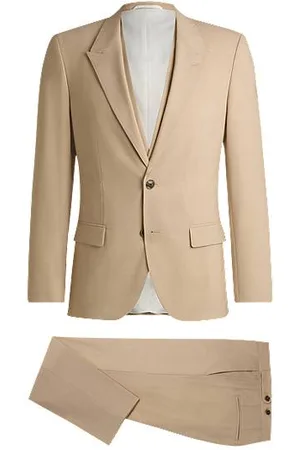 HUGO BOSS Slim-fit driedelig pak van stretchmateriaal met mohaireffect