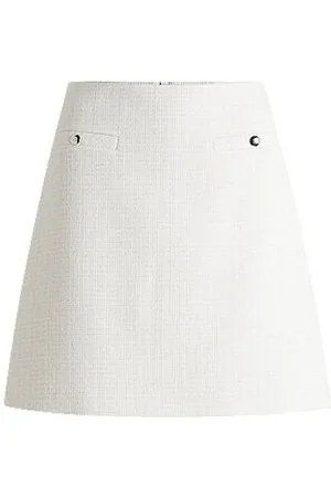 HUGO BOSS Minirok in bouclé van een katoenmix met zakdetail
