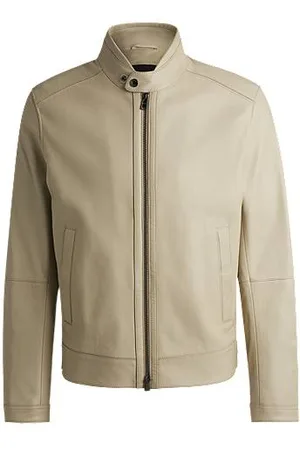 HUGO BOSS SELECTED BY SHOHEI OHTANI Regular-fit jas van generfd nappaleer