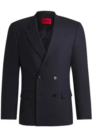 HUGO BOSS Slim-fit colbert van stretchpopeline van een wolmix