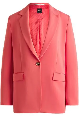 HUGO BOSS Regular-fit blazer van kreukbestendige crêpe