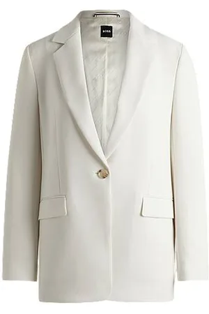 HUGO BOSS Regular-fit blazer van kreukbestendige crêpe