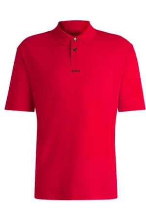 HUGO BOSS Polo van katoenpiqué met logoprint