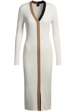 HUGO BOSS Gebreide jurk met contrastdetails
