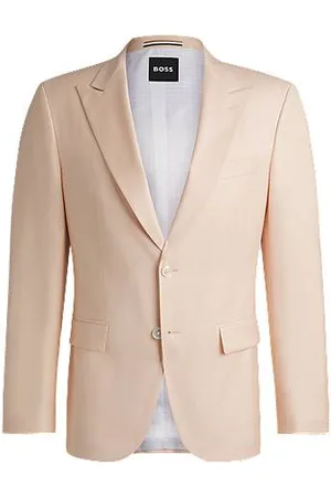 HUGO BOSS Slim-fit satijnen blazer van een wolmix