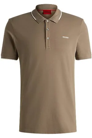 HUGO BOSS Slim-fit polo van stretchkatoen met logoprint