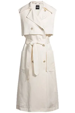 HUGO BOSS Mouwloze double-breasted trenchcoat-jurk