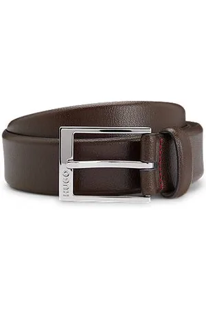 HUGO BOSS Riem van generfd leer met gesp met gegraveerd logo