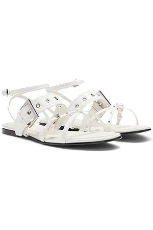 HUGO BOSS Leren sandalen met metallic oogjes en studs