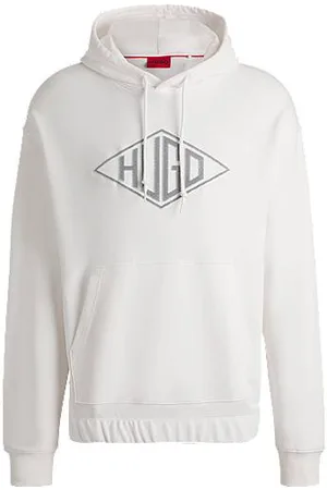 HUGO BOSS Hoodie met logostiksel van katoenen badstof