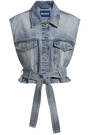 HUGO BOSS Mouwloos denimjack met gestikte riem