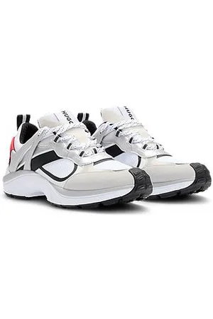HUGO BOSS Sneakers in hardloopstijl van mesh en suède