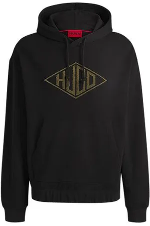 HUGO BOSS Hoodie met logostiksel van katoenen badstof