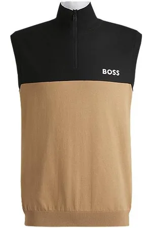 HUGO BOSS Sportieve mouwloze trui van stretchmateriaal met logo-artwork