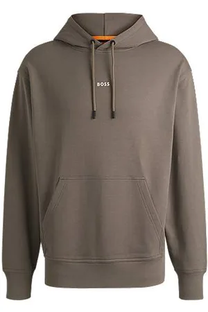 HUGO BOSS Fleece hoodie van katoenen badstof met contrastlogo