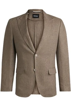 HUGO BOSS Slim-fit blazer van linnen canvas