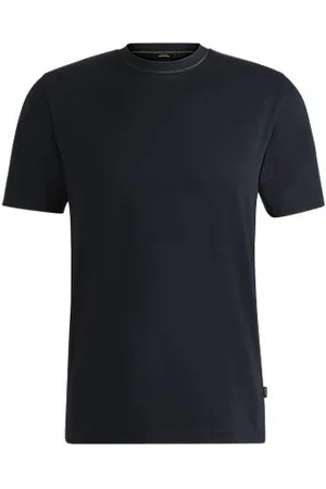 HUGO BOSS Slim-fit T-shirt van gemerceriseerde katoen met gestreepte kraag