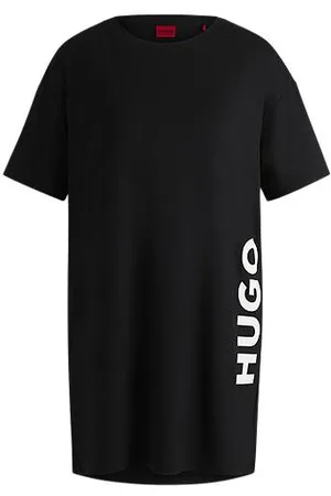 HUGO BOSS Relaxed-fit nachtjapon van stretchjersey met logoprint