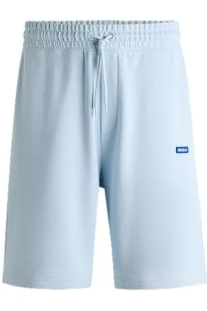HUGO BOSS Short van katoenen sweatstof met trekkoord en blauw logolabel
