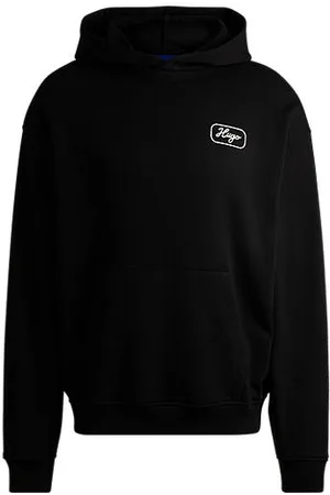 HUGO BOSS Hoodie van katoenen sweatstof met geborduurd artwork